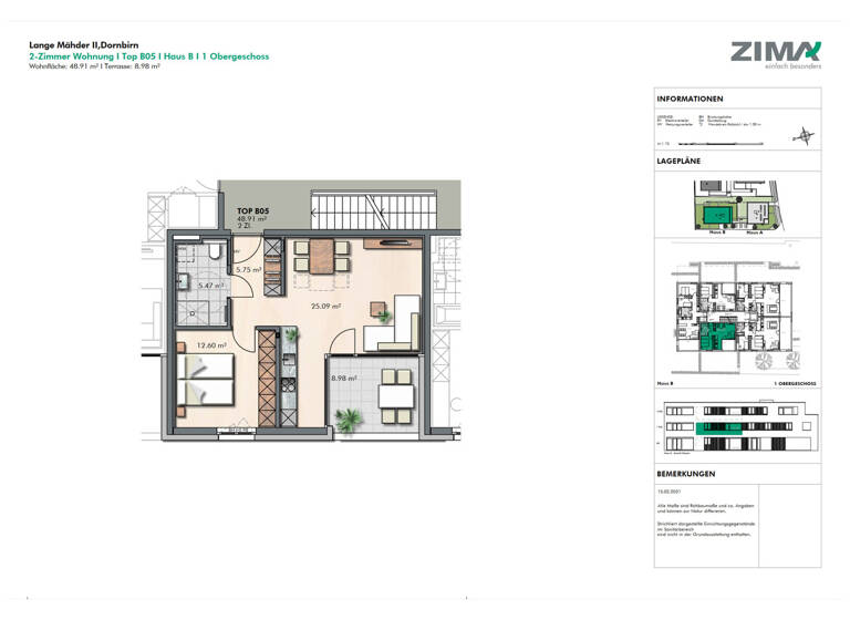Wohnung zur Miete 964 € 2 Zimmer 48,9 m² 1. Geschoss frei ab 01.05.2026 Lange Mähder 16a Dornbirn 6850