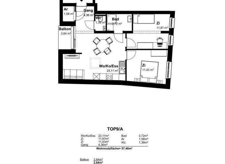 Wohnung zum Kauf - Erstbezug 252.400 € 3 Zimmer 57,5 m² 2. Geschoss Mistelbach 2130