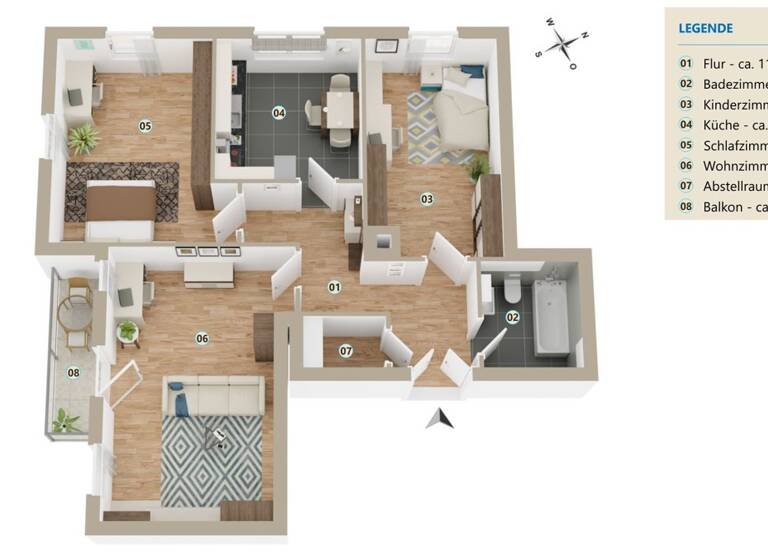 Wohnung zum Kauf provisionsfrei 276.384 € 3 Zimmer 86,4 m²<br/>Wohnfläche 2.<br/>Geschoss Rückertstraße 18 Innere Altstadt Dresden / Trachau 01127