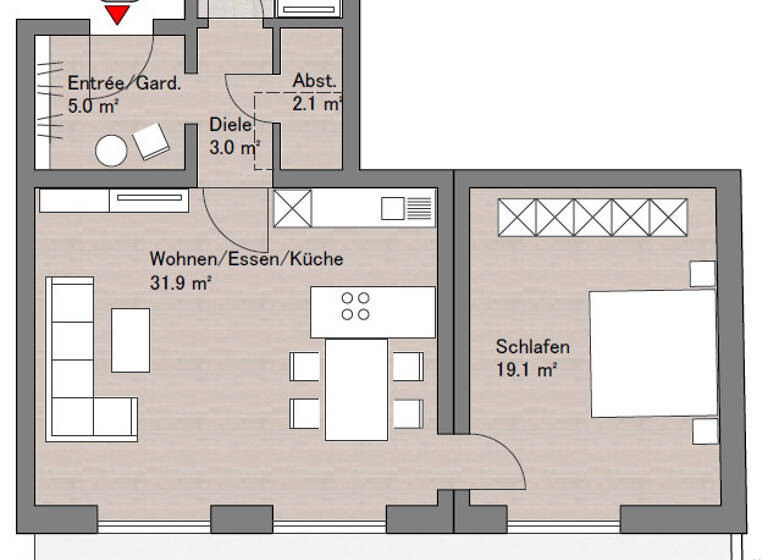 Wohnung zum Kauf 229.000 € 2 Zimmer 77,5 m² EG Haunsheim 89437
