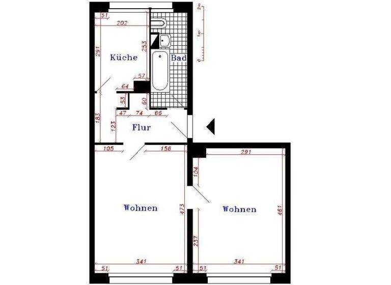 Wohnung zur Miete 310 € 2 Zimmer 47,1 m² 2. Geschoss frei ab 01.03.2026 Thale 06502