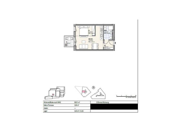 Wohnung zur Miete 1.190 € 2 Zimmer 36,5 m² 2. Geschoss frei ab 01.04.2026 Amraser Straße 29-31 Innsbruck 6020