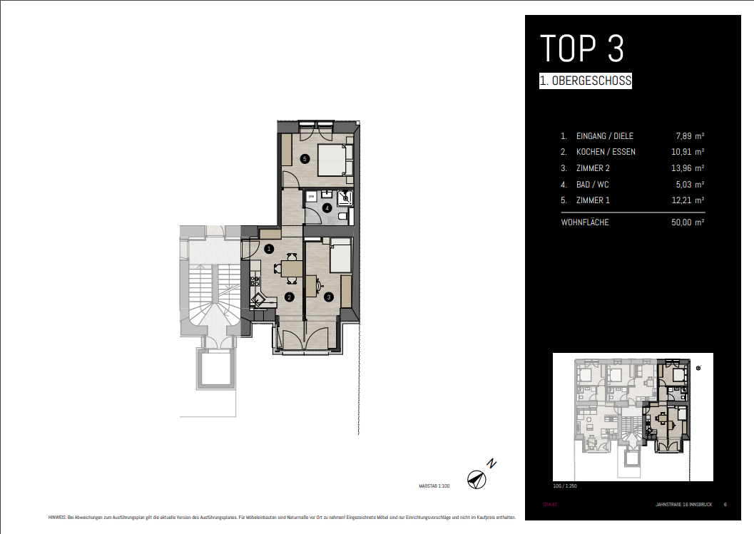 Wohnung zum Kauf provisionsfrei 449.600 € 3 Zimmer 50 m²<br/>Wohnfläche 1.<br/>Geschoss Innsbruck Innsbruck 6020