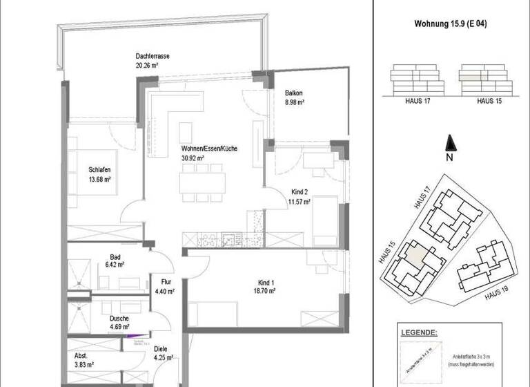 Wohnung zur Miete - Erstbezug 1.335 € 4,5 Zimmer 111,2 m² 4. Geschoss frei ab sofort Degmarner Str. 15 Oedheim 74229
