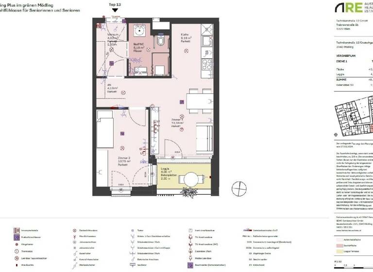 Wohnung zur Miete 741 € 2 Zimmer 48,4 m² Mödling 2340