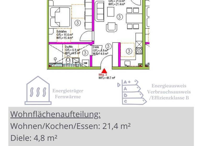 Wohnung zum Kauf provisionsfrei 360.150 € 2 Zimmer 49,8 m²<br/>Wohnfläche Marktplatz 10 Grabenstätt Grabenstätt 83355