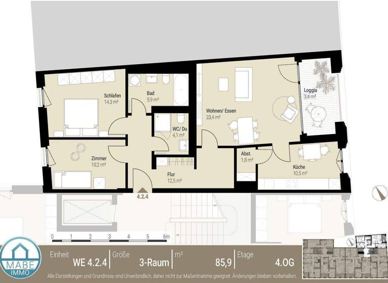 Wohnung zur Miete - Erstbezug 1.482 € 3 Zimmer 85,9 m² 4. Geschoss frei ab sofort Ringstraße 6 Innere Altstadt Dresden 01067