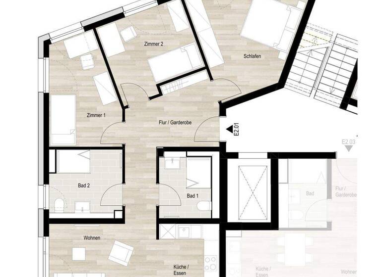 Wohnung zur Miete - Erstbezug 1.435 € 4 Zimmer 96,1 m² 2. Geschoss Happelstraße 45 Heilbronn 74074
