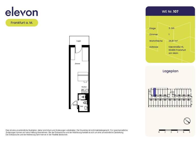 Studio zur Miete 580 € 1 Zimmer 24,9 m² 3. Geschoss Ederstraße 14 Bockenheim Frankfurt am Main 60486