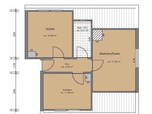 Wohnung zur Miete 400 € 2 Zimmer 51 m² 2. Geschoss frei ab sofort Blechhammerstraße 8 Dudweiler Dudweiler 66125