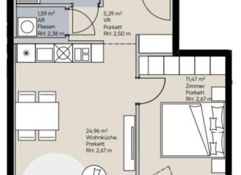 Wohnung zur Miete - Erstbezug 1.349 € 2 Zimmer 49,3 m² Wien 1220