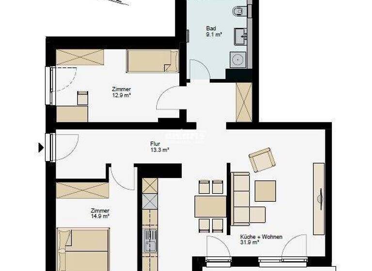 Wohnung zur Miete 1.093 € 3 Zimmer 84,2 m² Altstadt Erfurt, Stadt 99084