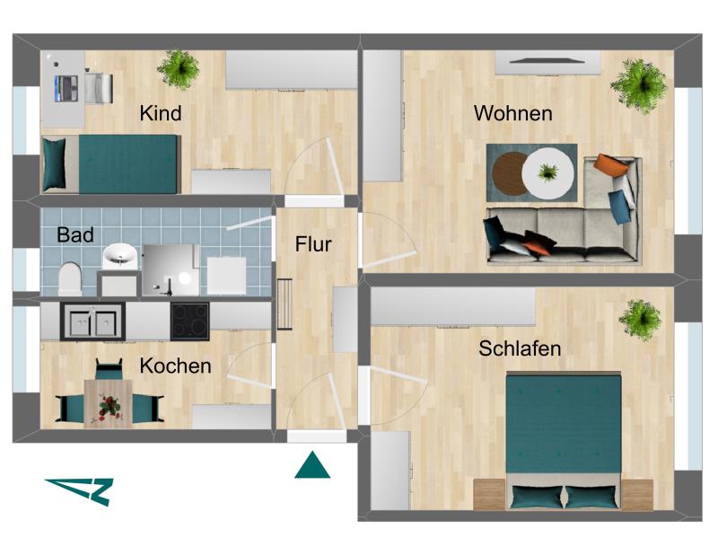 Wohnung zur Miete 350 € 3 Zimmer 57,5 m²<br/>Wohnfläche EG<br/>Geschoss Rosa-Luxemburg-Straße 15 Pößneck,Stadt Pößneck 07381