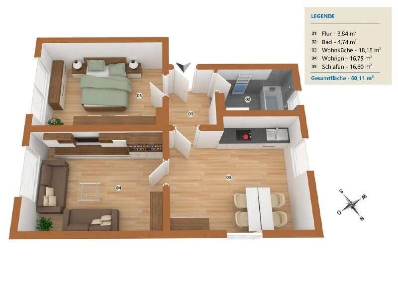 Wohnung zur Miete 649 € 2 Zimmer 55,8 m²<br/>Wohnfläche ab sofort<br/>Verfügbarkeit Hahler Str. 70 Innenstadt Minden 32427