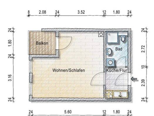 Wohnung zum Kauf 115.000 € 1 Zimmer 33,1 m² Südstadt Fürth 90763