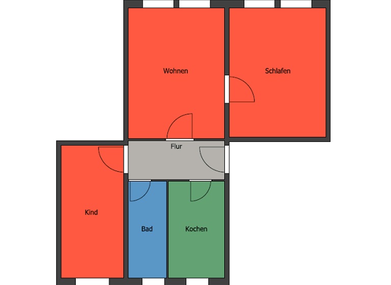 Wohnung zur Miete 365 € 3 Zimmer 58 m²<br/>Wohnfläche EG<br/>Geschoss ab sofort<br/>Verfügbarkeit Ossietzkystraße 50 e Meißen Meißen 01662