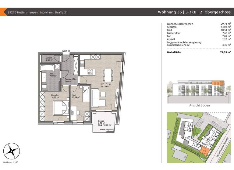Wohnung zum Kauf - Erstbezug provisionsfrei 489.000 € 3 Zimmer 74,6 m² 3. Geschoss Münchner Straße 21 Reisgang Pfaffenhofen an der Ilm 85276