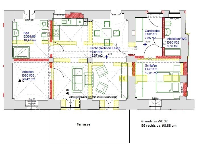 Wohnung zur Miete 1.270 € 3 Zimmer 98,9 m²<br/>Wohnfläche EG<br/>Geschoss ab sofort<br/>Verfügbarkeit Erna-Berger-Straße 1a Gohlis Dresden 01156