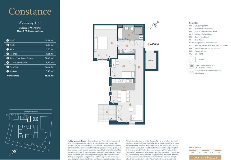 Wohnung zum Kauf provisionsfrei 629.000 € 3 Zimmer 85,7 m²<br/>Wohnfläche 1.<br/>Geschoss Bonner Talviertel Bonn 53115