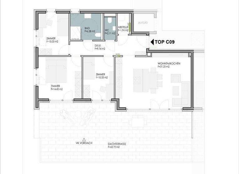 Wohnung zum Kauf - Erstbezug 696.400 € 4 Zimmer 86,8 m² 2. Geschoss Bahnhofstraße 24a, b, c Baumkirchen 6121