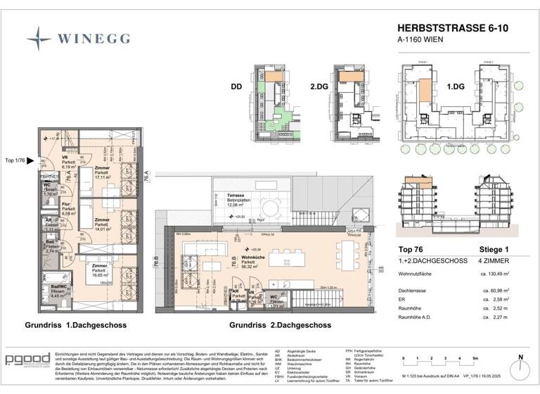 Wohnung zum Kauf - Erstbezug 1.176.100 € 4 Zimmer 130,5 m² 5. Geschoss Herbststraße 6-10 Wien 1160
