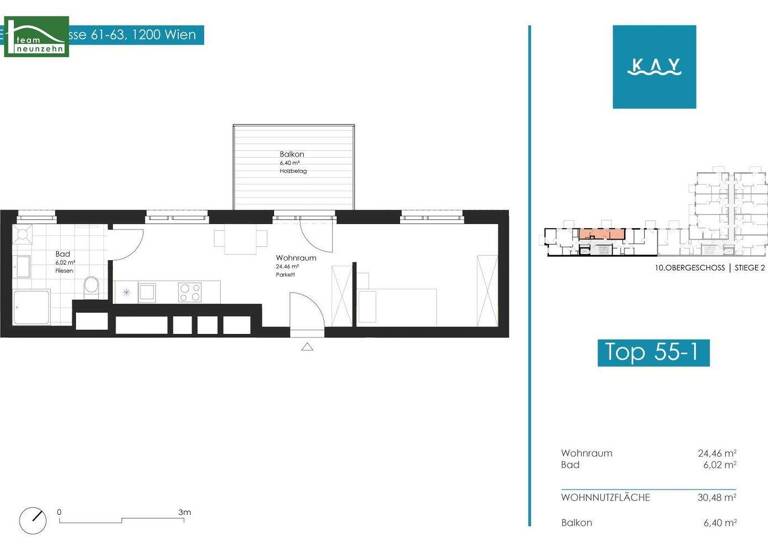 Studio zur Miete 664 € 1 Zimmer 30,5 m² 10. Geschoss frei ab 01.04.2026 Engerthstraße 61-63 Wien 1200