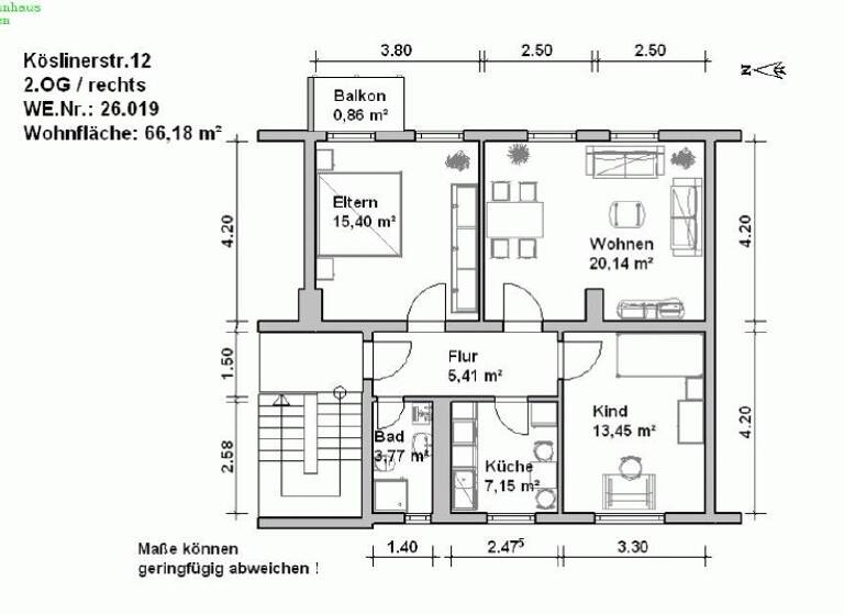 Wohnung zur Miete 725 € 3 Zimmer 67,6 m² frei ab sofort Kösliner Str. 12 Innenstadt Minden 32427