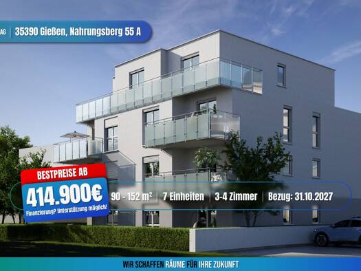 Terrassenwohnung zum Kauf - Erstbezug provisionsfrei als Kapitalanlage geeignet 4 Zimmer 99 m² Nahrungsberg 55 Gießen Gießen 35390