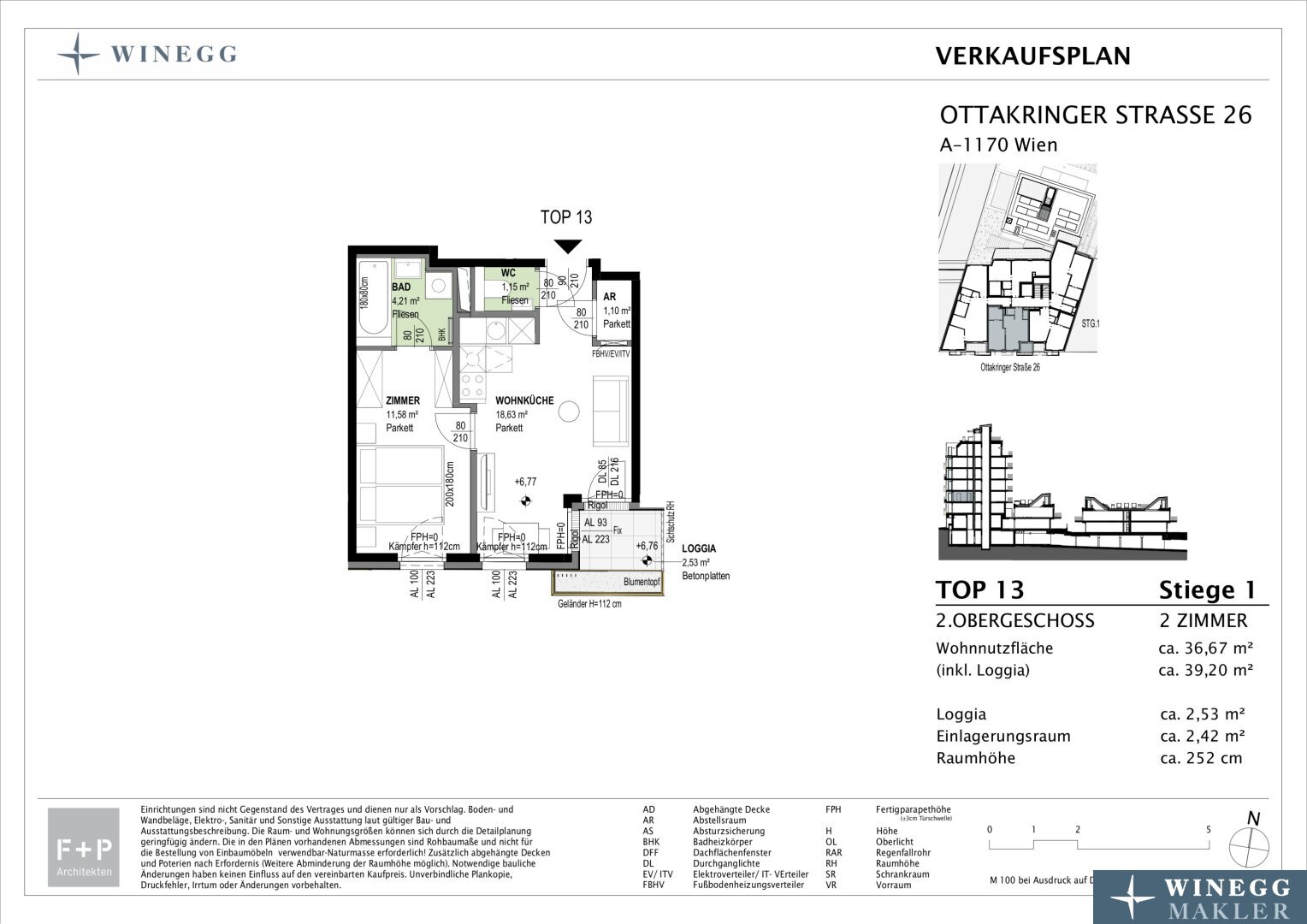 Wohnung zum Kauf provisionsfrei 259.000 € 2 Zimmer 36,7 m²<br/>Wohnfläche 2.<br/>Geschoss Ottakringer Straße 26 Wien 1170