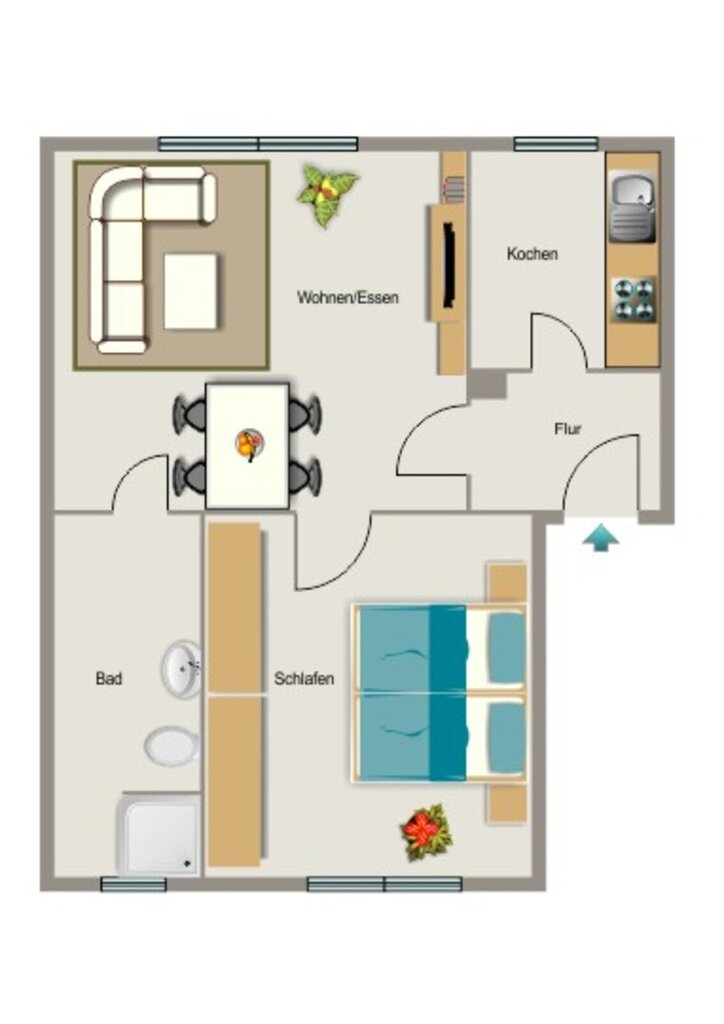 Wohnung zur Miete 415 € 2,5 Zimmer 41,5 m²<br/>Wohnfläche 1.<br/>Geschoss Baltzstraße 4 Wanne - Süd Herne 44652