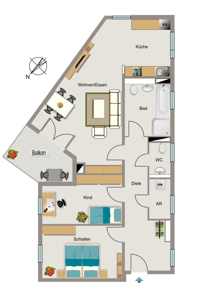 Wohnung zur Miete 1.379 € 3,5 Zimmer 93,2 m²<br/>Wohnfläche 2.<br/>Geschoss Max-Schmeling-Straße 2b Benrath Düsseldorf 40597