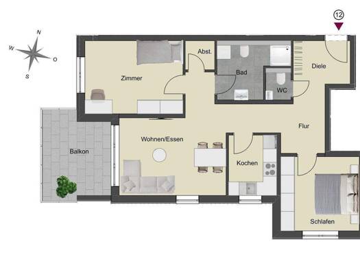 Wohnung zum Kauf provisionsfrei 297.800 € 3 Zimmer 77,9 m² Donaueschingen Donaueschingen 78166