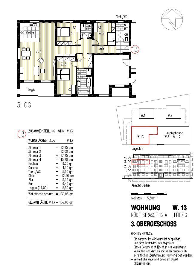 Wohnung zur Miete 1.850 € 4 Zimmer 139,1 m²<br/>Wohnfläche 3.<br/>Geschoss Rödelstraße 12 A Schleußig Leipzig 04229