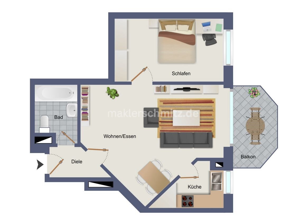 Wohnung zum Kauf 105.000 € 2 Zimmer 50 m²<br/>Wohnfläche 2.<br/>Geschoss Schrievers Mönchengladbach 41239