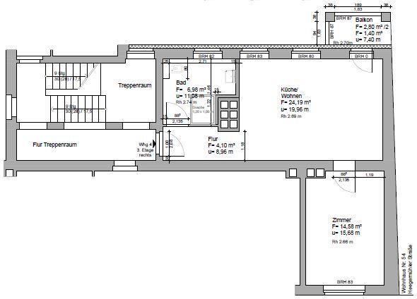 Wohnung zur Miete 840 € 2 Zimmer 54,4 m²<br/>Wohnfläche 3.<br/>Geschoss Heegermühler Str. 56 Westend Eberswalde 16225