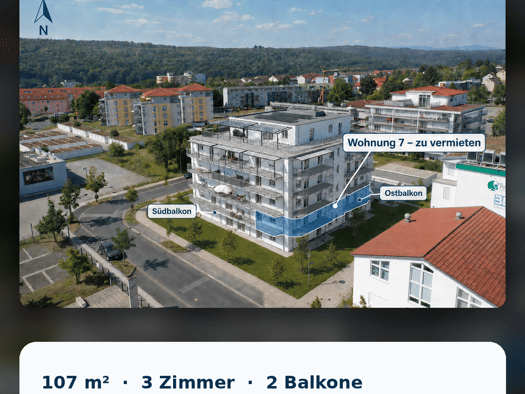 Wohnung zur Miete 1.150 € 3 Zimmer 107 m² Geschoss 1/5 frei ab 01.09.2026 Columbiastraße 18 Bad Kissingen Bad Kissingen 97688