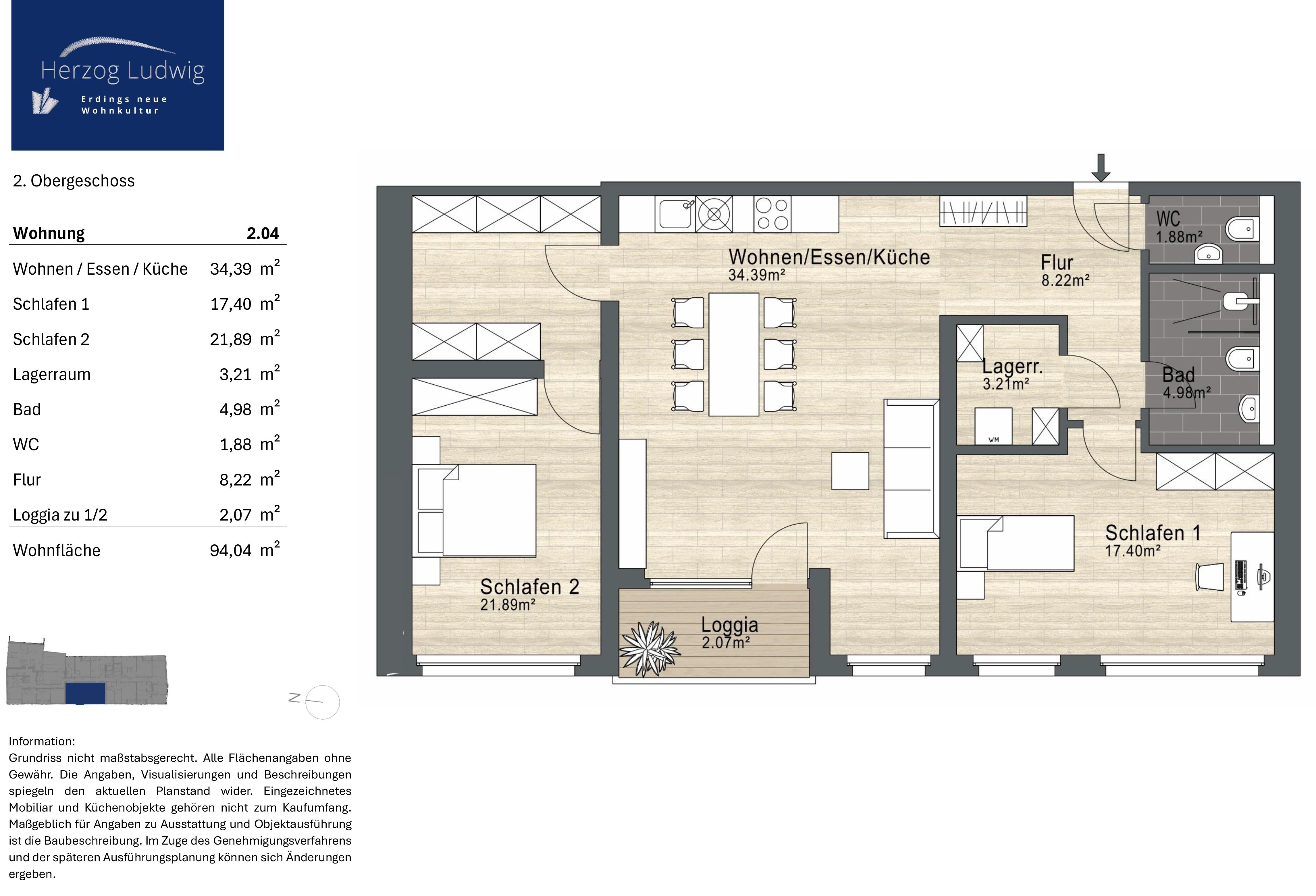 Wohnung zum Kauf provisionsfrei 789.900 € 3,5 Zimmer 94 m²<br/>Wohnfläche 2.<br/>Geschoss Altenerding Erding 85435