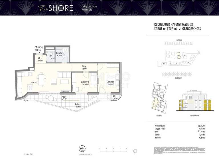 Wohnung zum Kauf - Erstbezug 595.000 € 3 Zimmer 68,9 m² 2. Geschoss Wien 1190