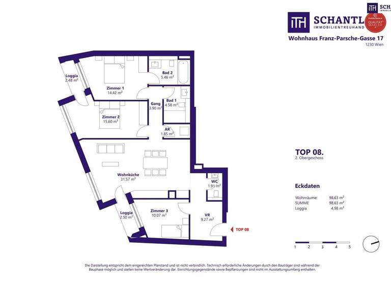 Wohnung zum Kauf 589.000 € 4 Zimmer 98,6 m² 2. Geschoss Franz-Parsche-Gasse Wien 1230