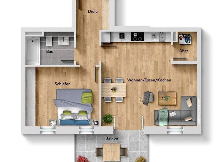 Wohnung zur Miete 990 € 2 Zimmer 59 m² frei ab 15.08.2026 Westenviertel Regensburg 93049