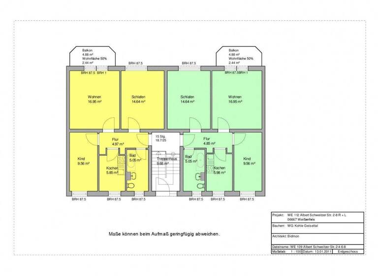 Wohnung zur Miete 385 € 3 Zimmer 59,3 m² 3. Geschoss Albert-Schweitzer Str. 4 Weißenfels 06667
