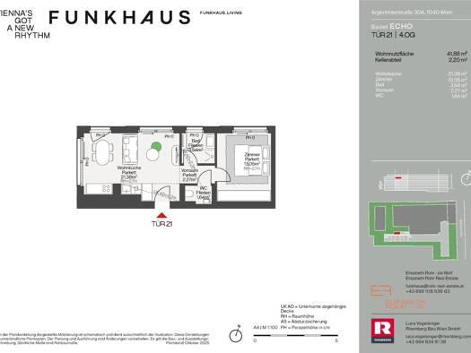 Maisonette zum Kauf - Erstbezug 599.000 € 2 Zimmer 41,9 m² 4. Geschoss Wieden 1040