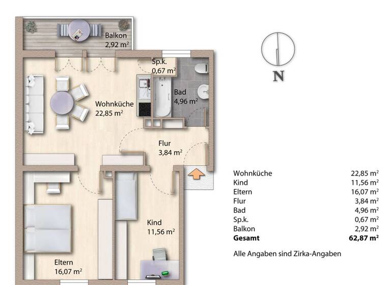 Wohnung zum Kauf provisionsfrei 366.400 € 3 Zimmer 63 m² 2. Geschoss Höhenkirchen Höhenkirchen-Siegertsbrunn 85635