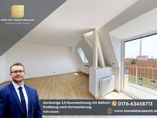 Wohnung zur Miete 690 € 2,5 Zimmer 72 m² Damaschkestraße Halle (Saale) 06112