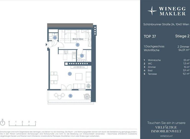 Wohnung zum Kauf 465.000 € 2 Zimmer 54 m² 4. Geschoss Schönbrunner Straße 22-24 Wien 1050