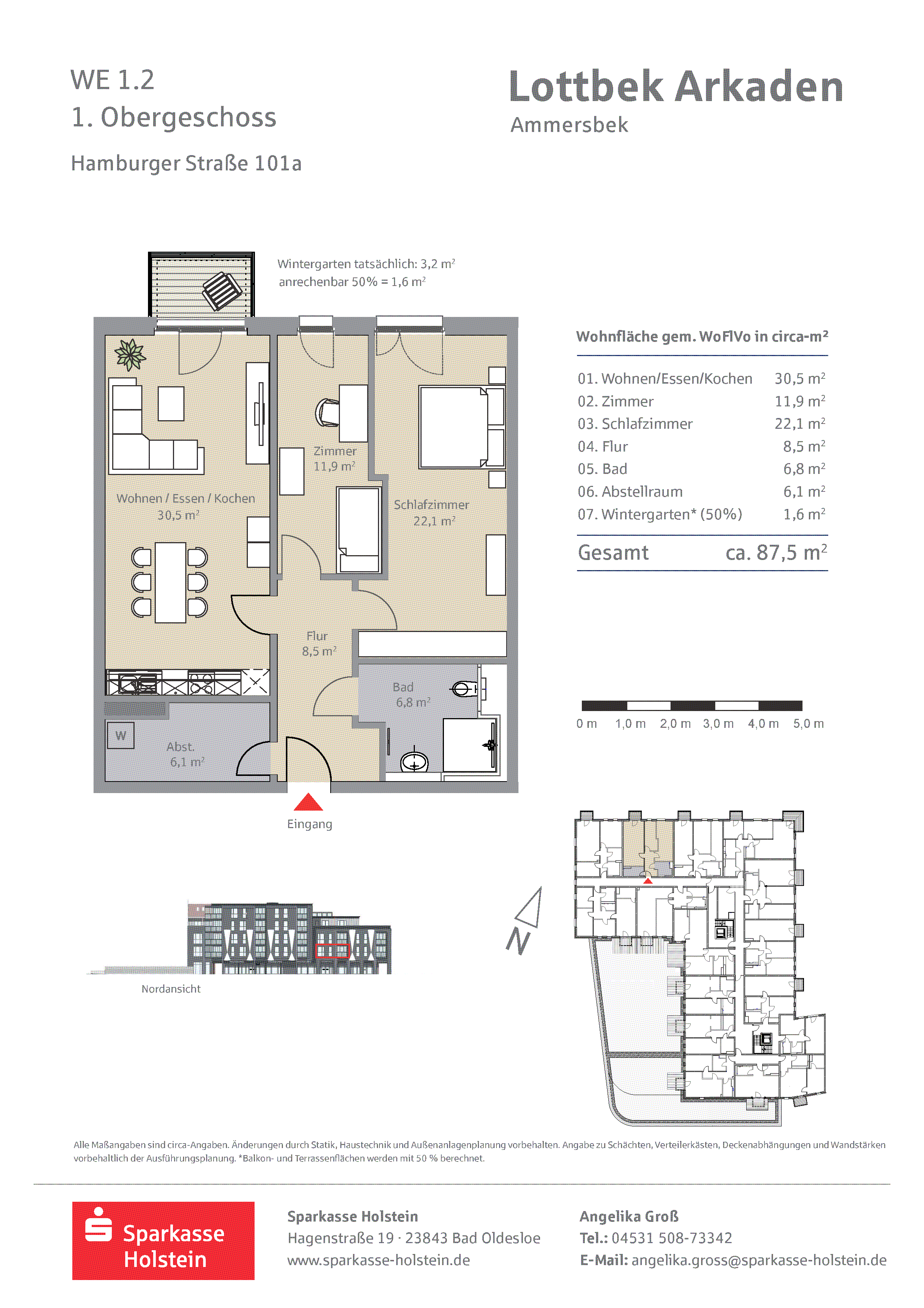 Wohnung zur Miete 1.269 € 3 Zimmer 87,5 m²<br/>Wohnfläche Hamburger Straße 101 Lottbek Ammersbek 22949