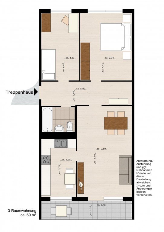 Wohnung zur Miete 425 € 3 Zimmer 68,6 m²<br/>Wohnfläche 3.<br/>Geschoss Ellerbreite 10 Zoberberg 170 Dessau-Roßlau 06847