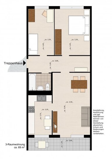 Wohnung zur Miete 425 € 3 Zimmer 68,6 m² 3. Geschoss Ellerbreite 10 Zoberberg 170 Dessau-Roßlau 06847