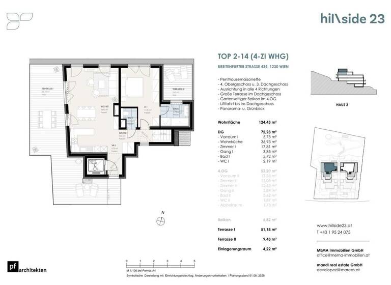 Maisonette zum Kauf - Erstbezug 1.074.000 € 4 Zimmer 124,4 m² 4. Geschoss Wien 1230