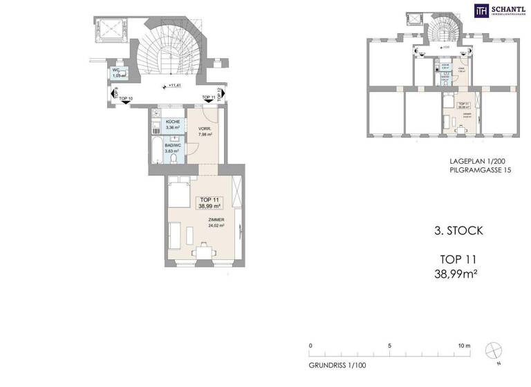 Studio zum Kauf - Erstbezug 299.000 € 1 Zimmer 39 m² 3. Geschoss Pilgramgasse Wien 1050